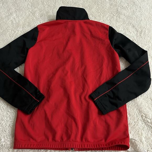 Nike Full Zip Red Black Large Logo Track Jacket Youth Sz L Sports Casual Wear - Picture 3 of 7